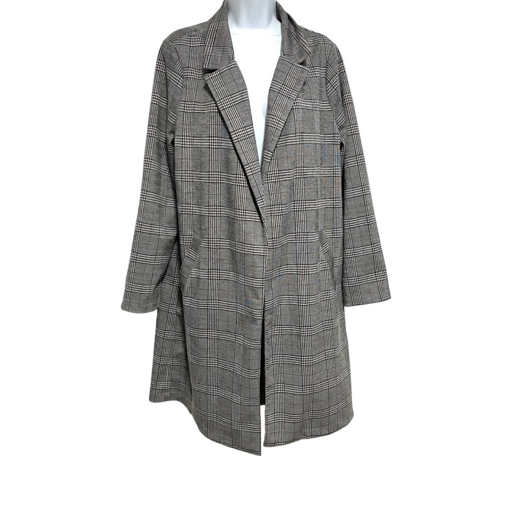 Melloday Womens Medium Weight Trench Jacket Classic Houndstooth Size Large